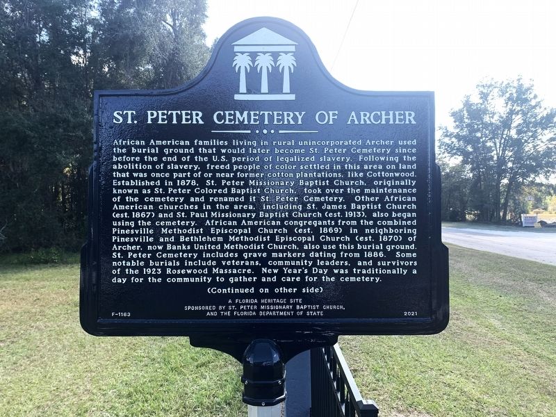St. Peter Cemetery of Archer Marker Side 1 image. Click for full size.