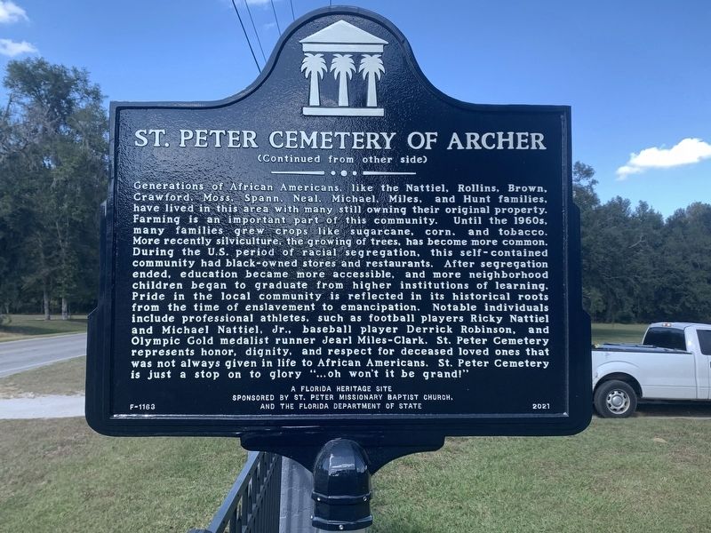 St. Peter Cemetery of Archer Marker Side 2 image. Click for full size.
