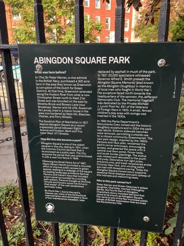 Abingdon Square Park Marker image. Click for full size.