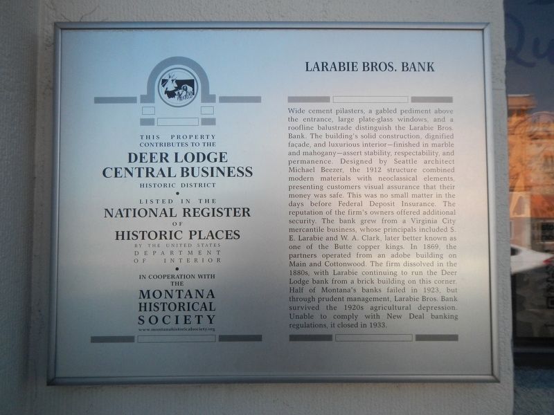 Larabie Brothers Bank Marker image. Click for full size.