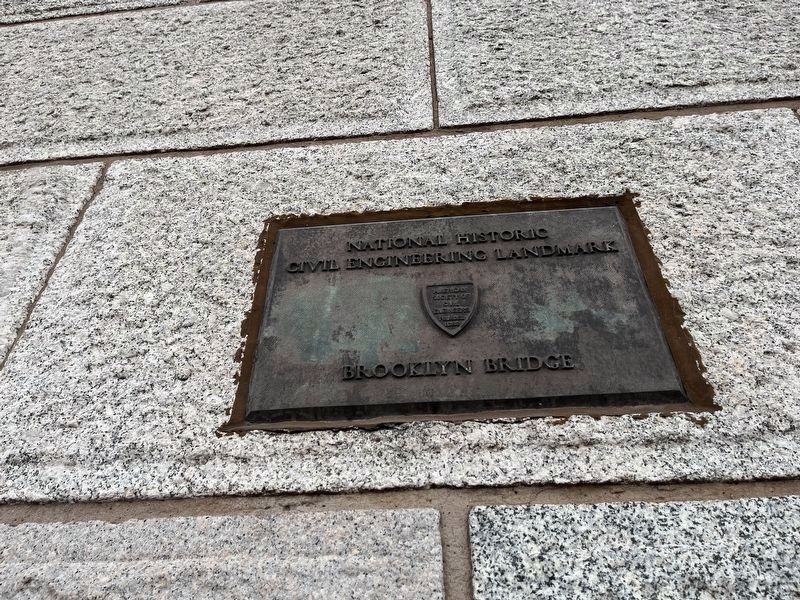 Civil Engineering Landmark plaque for the Brooklyn Bridge image. Click for full size.