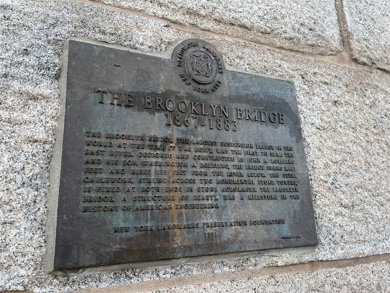 The Brooklyn Bridge Marker image. Click for full size.