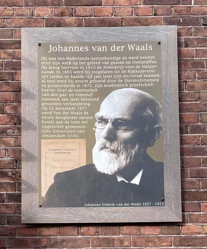 Johannes van der Waals Marker. Click for full size. Johannes van der Waals Marker image. Click for full size.