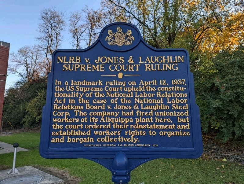 NLRB v. Jones & Laughlin Supreme Court Ruling Marker image. Click for full size.