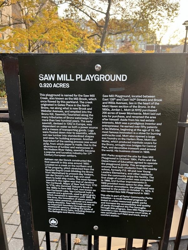 Saw Mill Playground Marker. Click for full size. Saw Mill Playground Marker image. Click for full size.