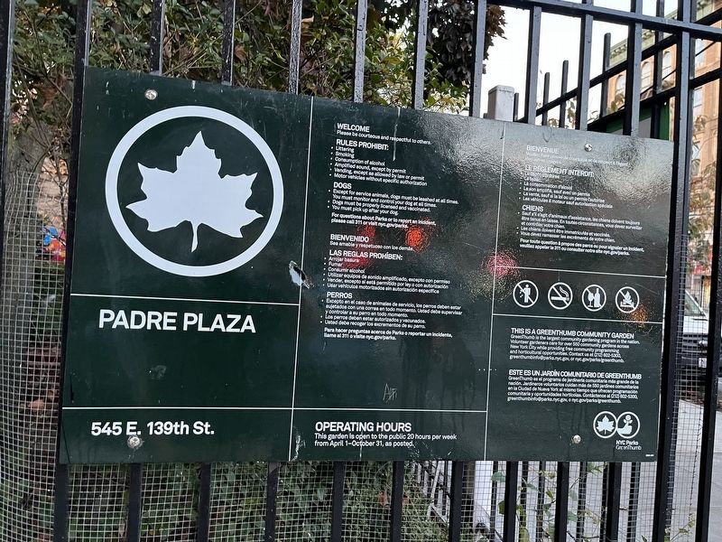 NYC Signage for Padre Park on the fencing around the park image. Click for full size.