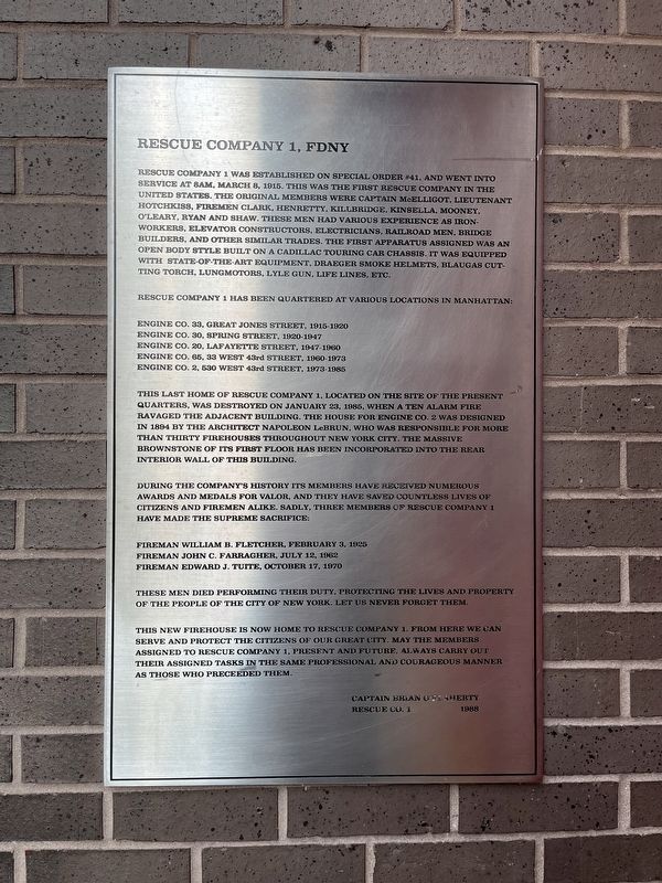 Rescue Company 1, FDNY Marker image. Click for full size.