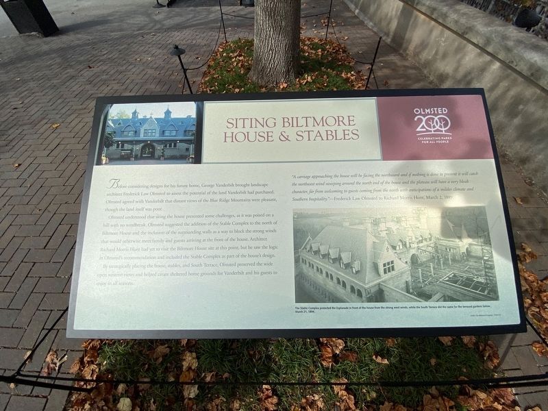 Siting Biltmore House and Stables Marker image. Click for full size.