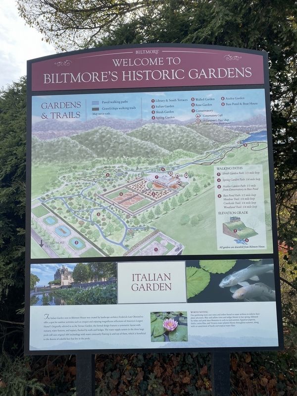 Welcome to Biltmore's Historic Gardens Marker image. Click for full size.