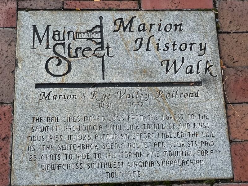 Marion & Rye Valley Railroad Marker image. Click for full size.