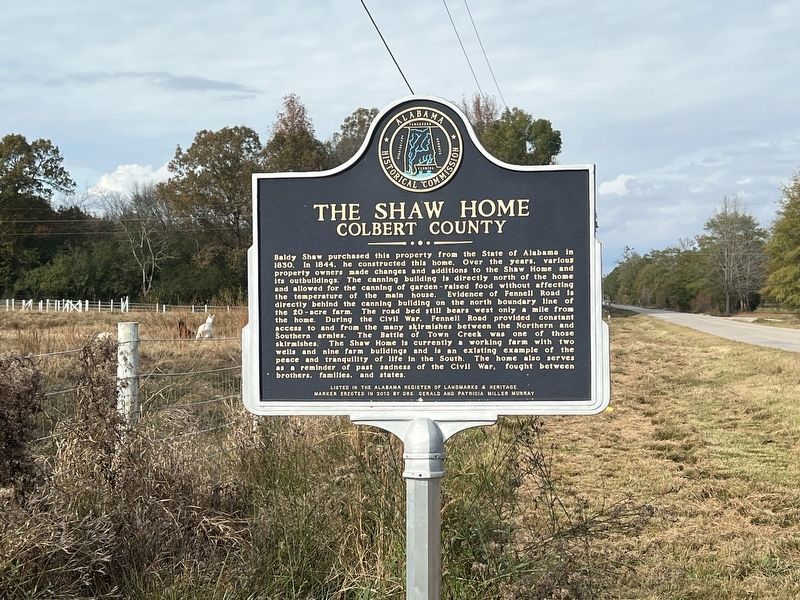 The Shaw Home Colbert County Marker image. Click for full size.