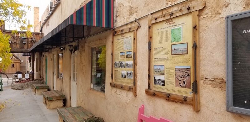 The Early Trails Across the Little Colorado River Valley Marker is the first marker on the right. Click for full size. The Early Trails Across the Little Colorado River Valley Marker is the first marker on the right image. Click for full size.