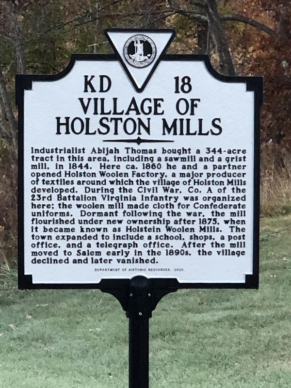 Village of Holston Mills Marker image. Click for full size.