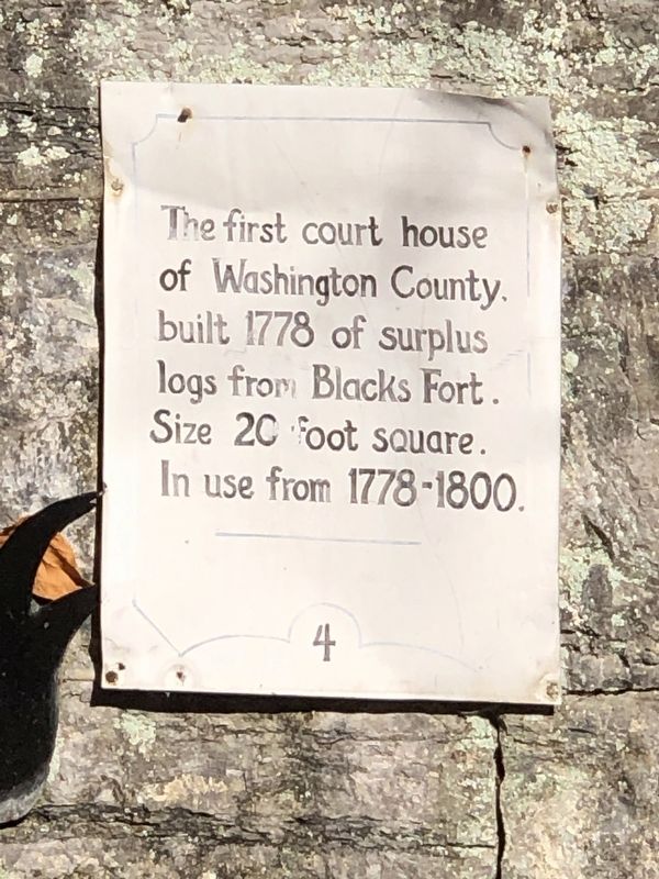 First Washington County Courthouse Marker. Click for full size. First Washington County Courthouse Marker image. Click for full size.