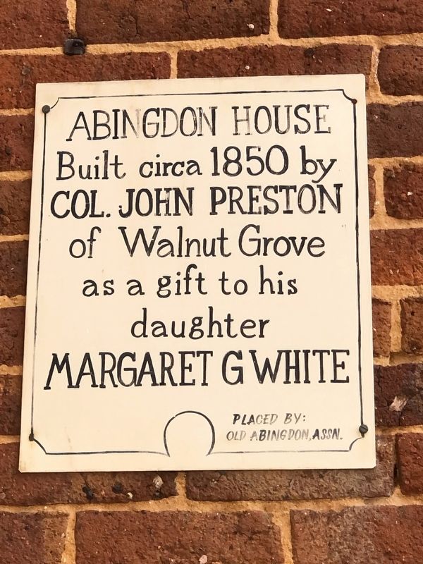 Abingdon House Marker image. Click for full size.