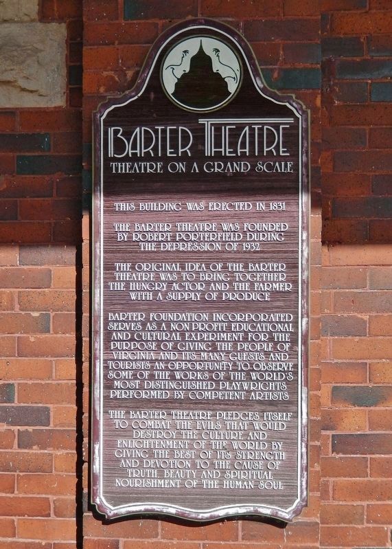 Barter Theatre Marker. Click for full size. Barter Theatre Marker image. Click for full size.