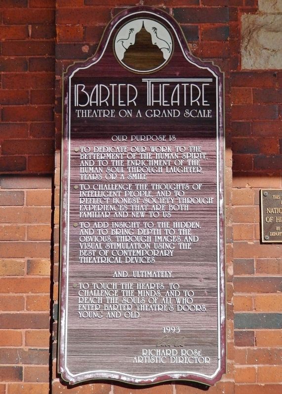 Barter Theatre Marker (<i>panel 2</i>). Click for full size. Barter Theatre Marker (<i>panel 2</i>) image. Click for full size.