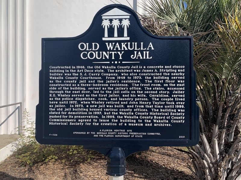 Old Wakulla County Jail Marker image. Click for full size.