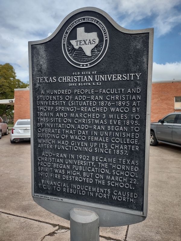 Old Site of Texas Christian University Marker image. Click for full size.