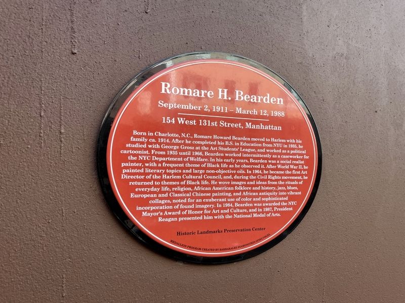 Romare H. Bearden Marker image. Click for full size.