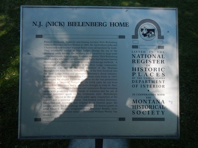 N.J. (Nick) Bielenberg Home Marker image. Click for full size.