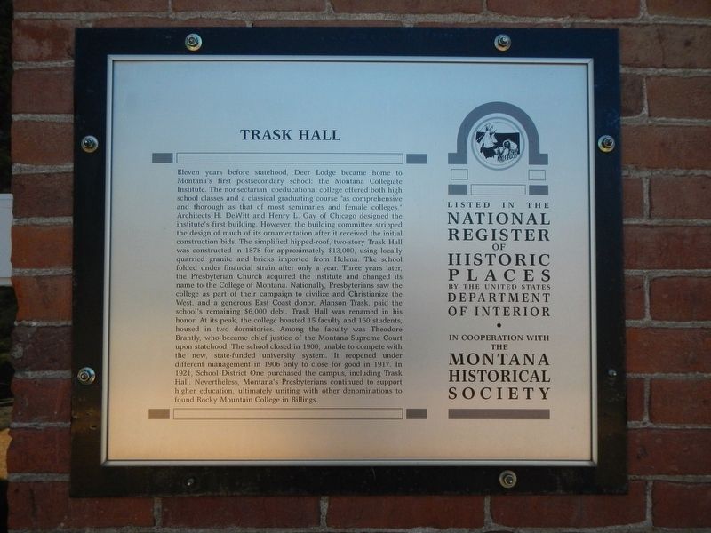 Trask Hall Marker image. Click for full size.