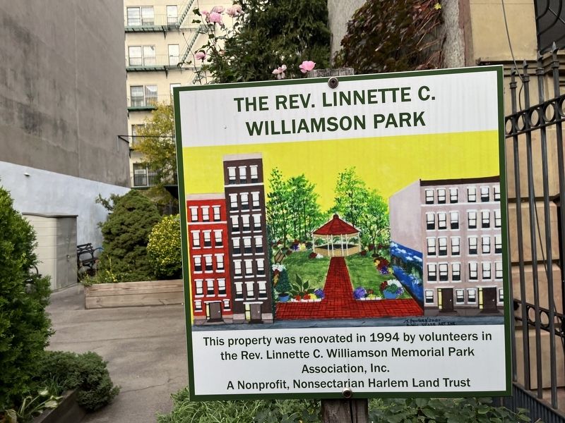 Sign at the entrance of The Rev. Linnette C. Williamson Park image. Click for full size.