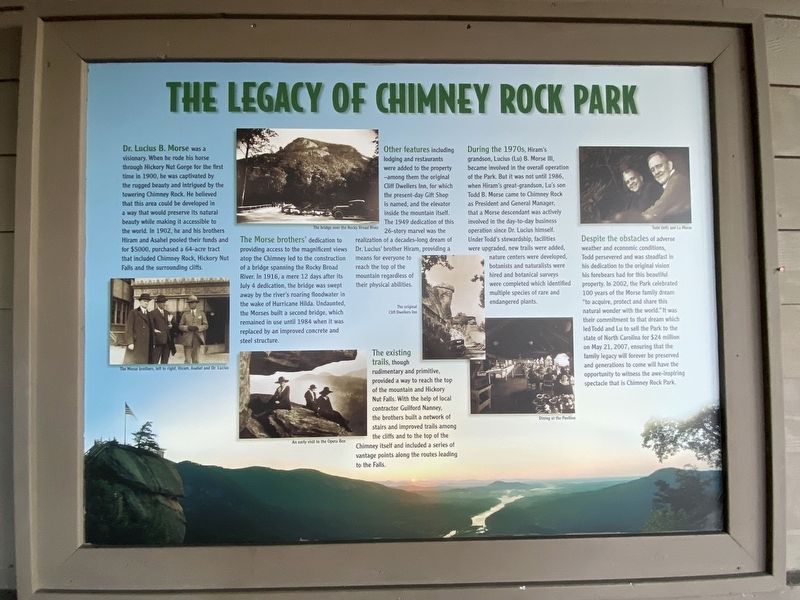 The Legacy of Chimney Rock Park Marker image. Click for full size.