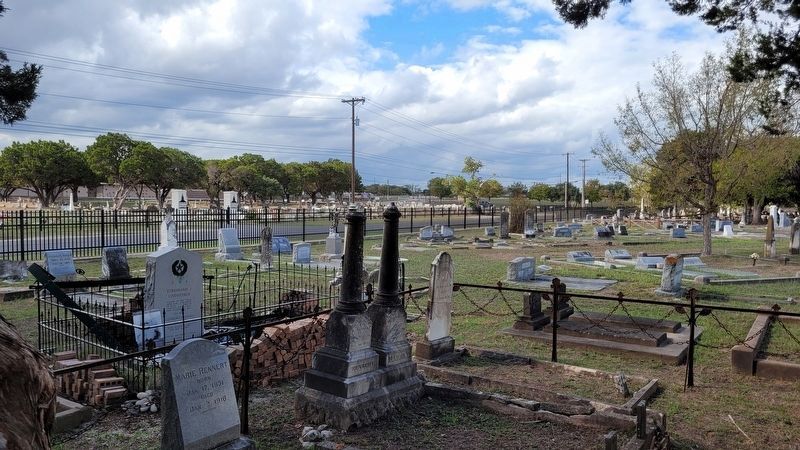 The view of the two markers in the cemetery image. Click for full size.