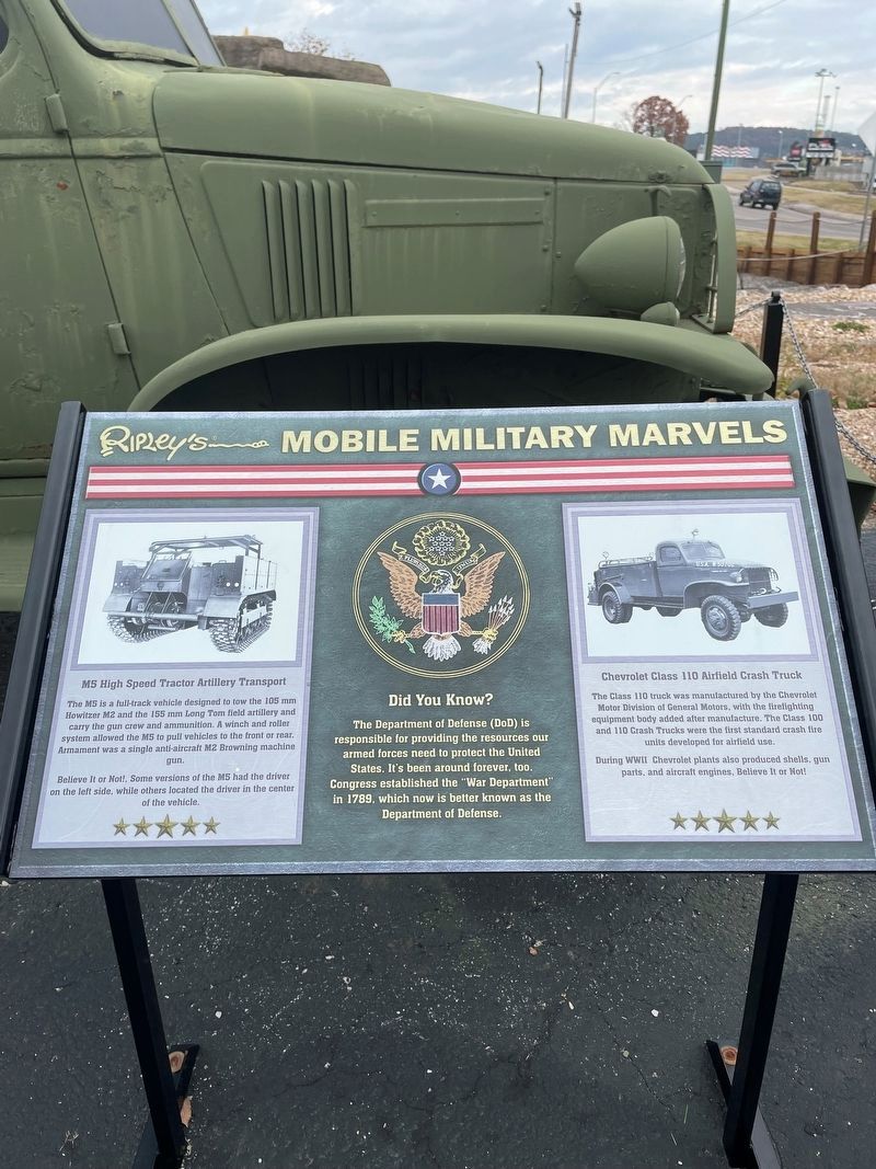 M5 High Speed Tractor Artillery Transport / Chevrolet Class 110 Airfield Crash Truck Marker image. Click for full size.