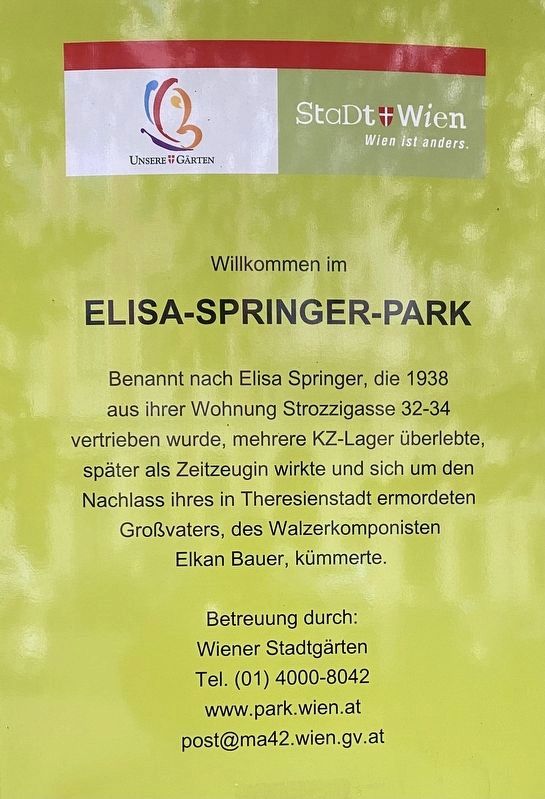 Elisa-Springer-Park Marker. Click for full size. Elisa-Springer-Park Marker image. Click for full size.