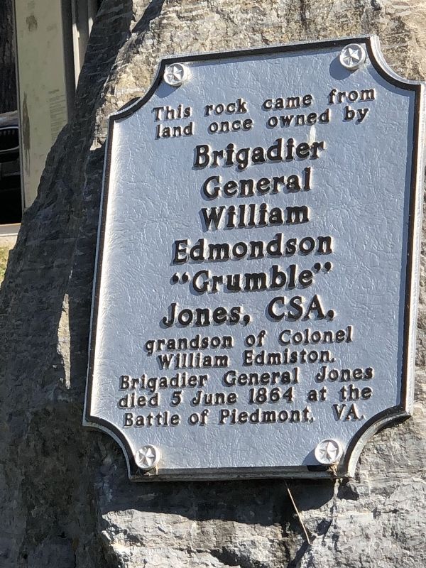 Brigadier General William Edmondson Grumble Jones, CSA Rock Marker image. Click for full size.