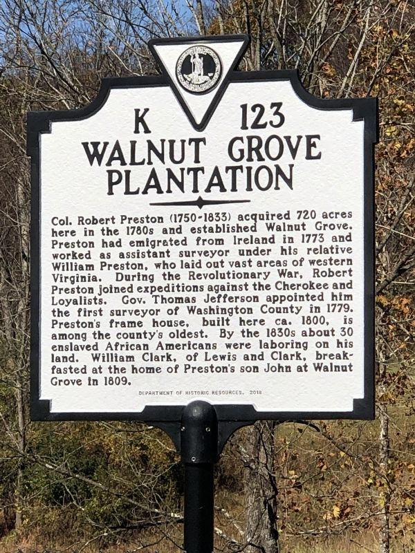Walnut Grove Plantation Marker image. Click for full size.
