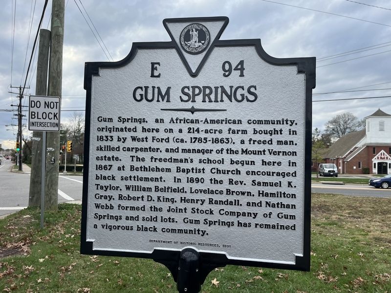 Gum Springs Marker image. Click for full size.