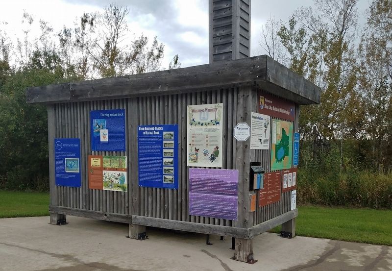 Markers on kiosk at Rice Lake National Wildlife Refuge image. Click for full size.