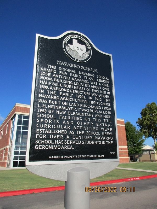 Navarro School Marker. Click for full size. Navarro School Marker image. Click for full size.