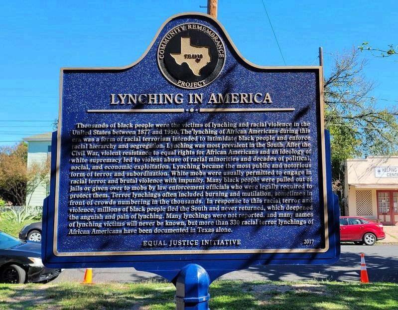 Lynching in America side of the Marker image. Click for full size.