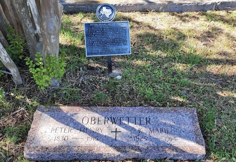 The Peter Henry Oberwetter Marker and Gravestone with wife K. Marie image. Click for full size.
