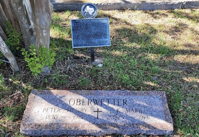 The Peter Henry Oberwetter Marker and Gravestone with wife K. Marie image. Click for full size.