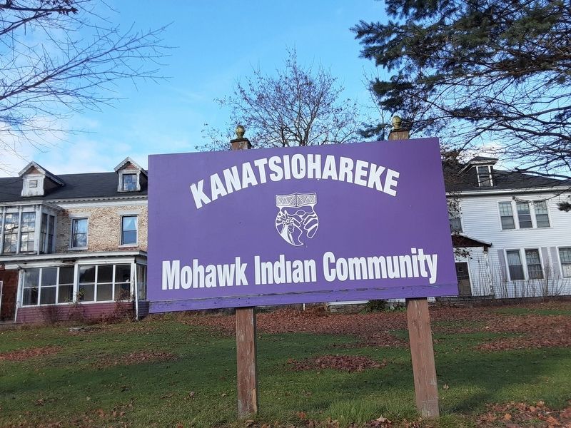 Kanatsiohareke Mohawk Indian Community Sign by Rt 5S image. Click for full size.