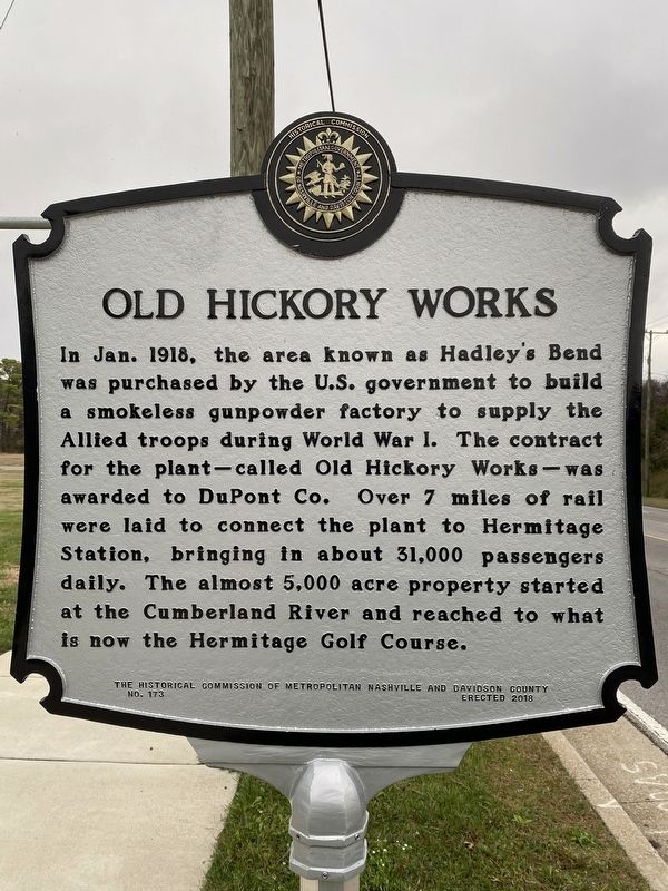 Old Hickory Works Marker image. Click for full size.