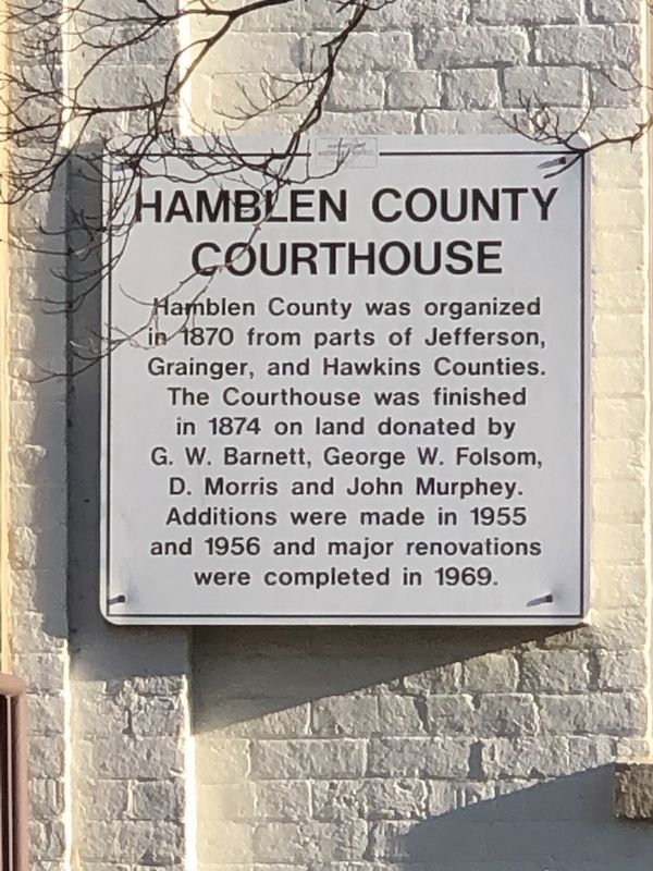 Hamblen County Courthouse Marker image. Click for full size.