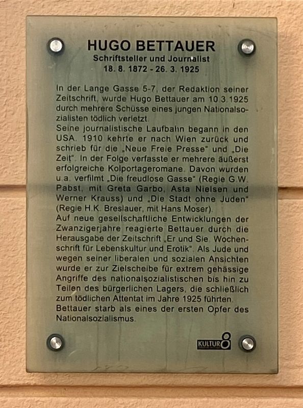 Hugo Bettauer Marker image. Click for full size.