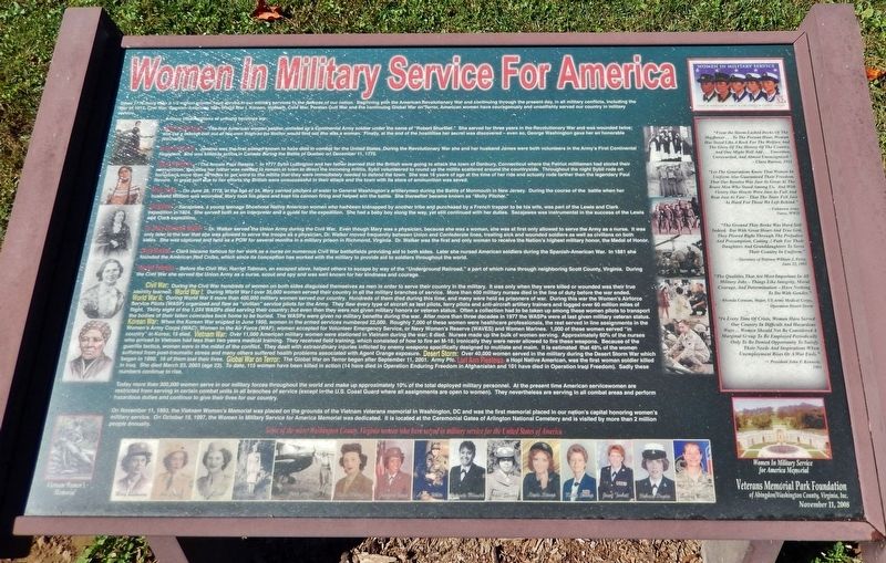 Women in Military Service for America Marker image. Click for full size.
