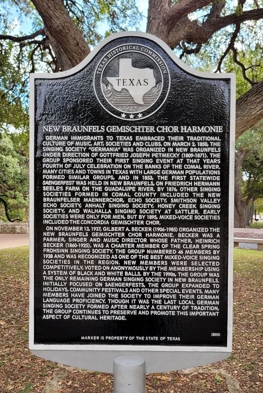 New Braunfels Gemischter Chor Harmonie Marker image. Click for full size.
