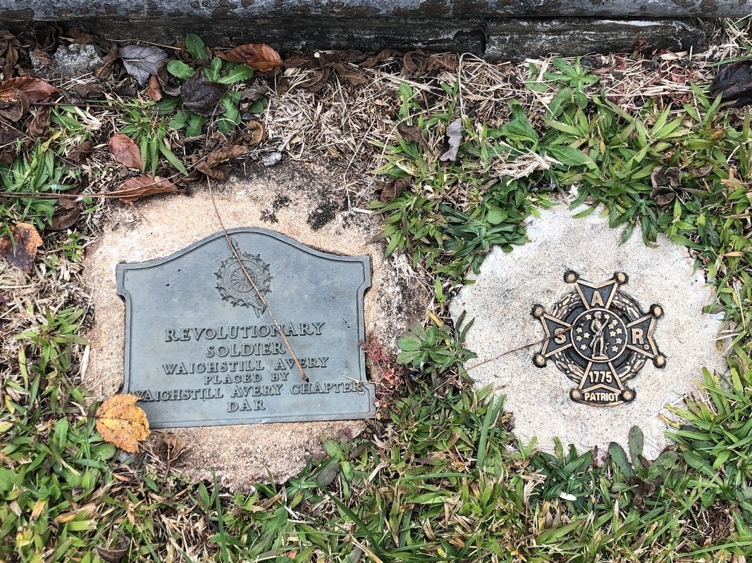 Medallions at Col. Waighstill Avery's Grave. Click for full size. Medallions at Col. Waighstill Avery's Grave image. Click for full size.
