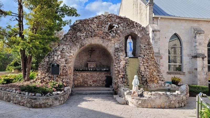 The Grotto and Marker in the church courtyard image. Click for full size.