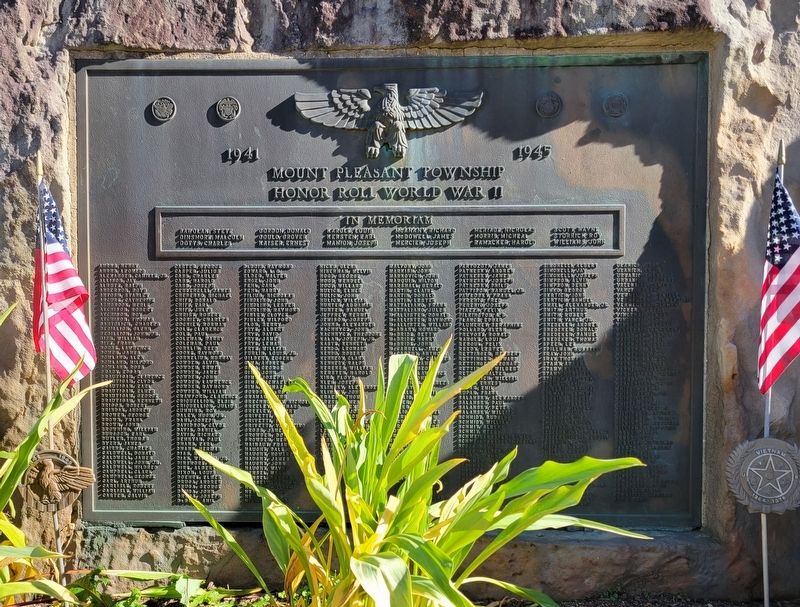 Mount Pleasant Township Honor Roll World War II Marker. Click for full size. Mount Pleasant Township Honor Roll World War II Marker image. Click for full size.