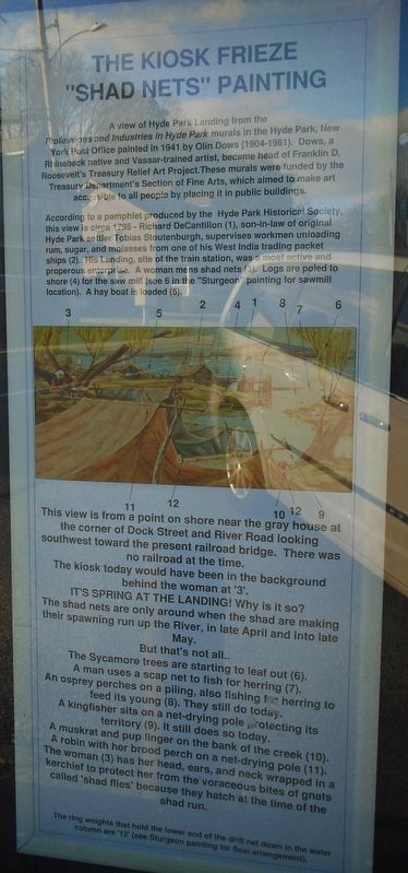 The Kiosk Frieze "Shad Nets" Painting Marker. Click for full size. The Kiosk Frieze "Shad Nets" Painting Marker image. Click for full size.