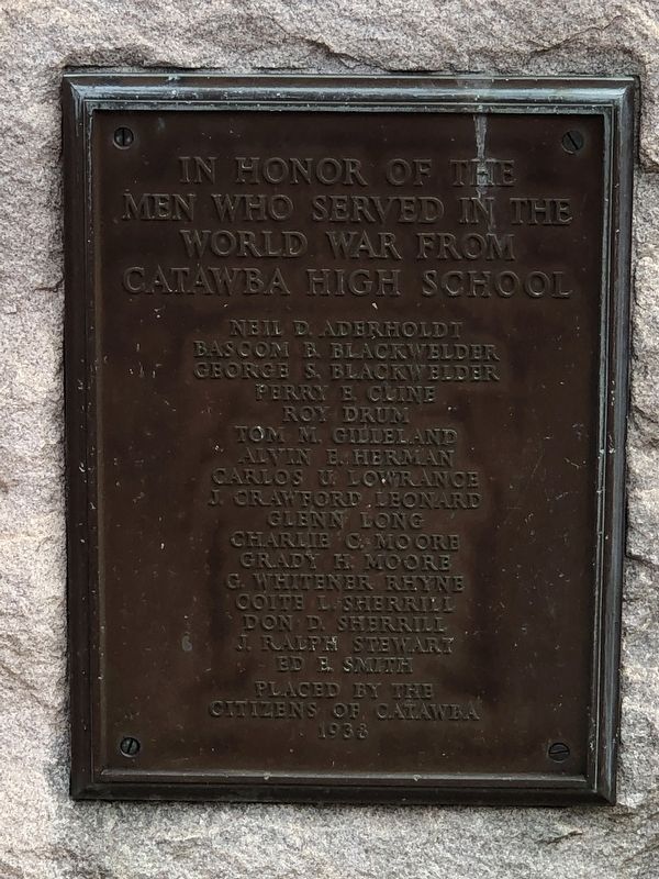 Catawba High School World War I Memorial Marker. Click for full size. Catawba High School World War I Memorial Marker image. Click for full size.